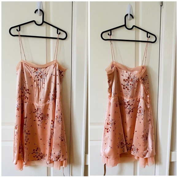 $248 NWT Reformation Irene Blush Pink Floral Print Silk Sleeveless Mini Dress 6 - Picture 4 of 13